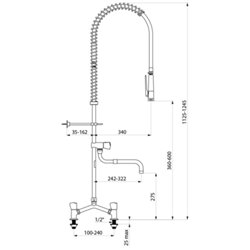 Combiné de prélavage 2 trous avec mélangeur G6532 douchette à diffuseur antitartre avec robinet de puisage