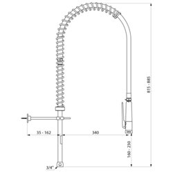 Combiné de prélavage 433620 douchette à diffuseur antitartre avec colonne courte sans bec