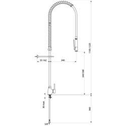 Combiné de prélavage monotrou avec mitigeur 5626 douchette à diffuseur antitartre sans robinet de puisage