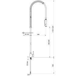 Combiné de prélavage monotrou avec mitigeur 6693 douchette à diffuseur antitartre sans robinet de puisage