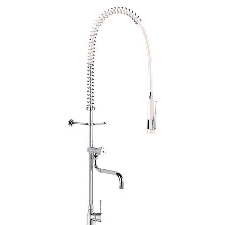 Combiné de prélavage monotrou avec mitigeur 6892 douchette antitartre à picots avec robinet de puisage