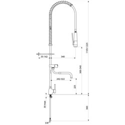 Combiné de prélavage monotrou avec mitigeur 6892 douchette antitartre à picots avec robinet de puisage