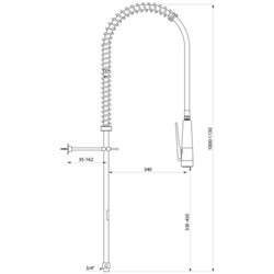 Combiné de prélavage 435720 douchette antitartre à picots avec colonne longue sans bec