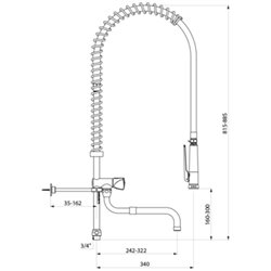Combiné de prélavage 433422 douchette à diffuseur antitartre avec colonne courte et bec tube