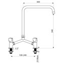 Mélangeur 2 trous G65603 L. 300 mm 