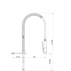 Combiné de prélavage 435420 douchette antitartre à picots avec colonne courte sans bec