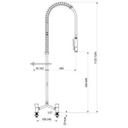 Combiné de prélavage 2 trous avec mélangeur G6533 douchette à diffuseur antitartre sans robinet de puisage
