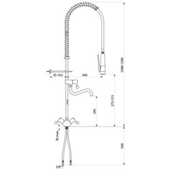 Combiné de prélavage monotrou avec mélangeur 5832 douchette antitartre à picots avec robinet de puisage