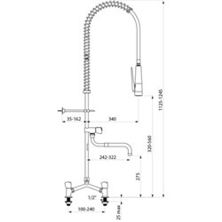 Combiné de prélavage 2 trous avec mélangeur G6832 douchette antitartre à picots avec robinet de puisage