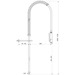 Combiné de prélavage 433720 douchette à diffuseur antitartre avec colonne longue sans bec