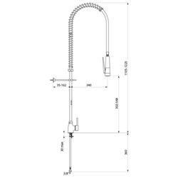 Combiné de prélavage monotrou avec mitigeur 5826 douchette antitartre à picots sans robinet de puisage