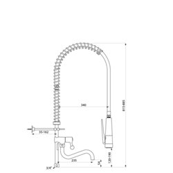 Combiné de prélavage 435622 douchette antitartre à picots avec colonne courte et bec tube