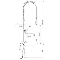 Combiné de prélavage monotrou avec mélangeur G6632 douchette à diffuseur antitartre avec robinet de puisage