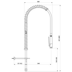 Combiné de prélavage 433420 douchette à diffuseur antitartre avec colonne courte sans bec