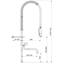 Combiné de prélavage 433220 douchette à diffuseur antitartre avec colonne longue et bec tube