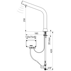 Robinet électronique 398035 Binoptic alim. Sur secteur, H. 250 mm