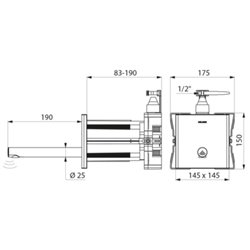 Robinet électronique 370PBOX+370106 Binoptic alim. Par piles, L. 190 mm
