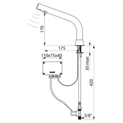 Robinet électronique 388035 Binoptic alim. Sur secteur, H. 170 mm