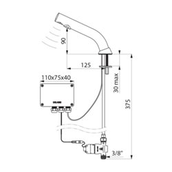 Robinet électronique 478035 Binoptic alim. Par piles, H. 110 mm