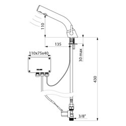Mitigeur électronique 378MCHB Binoptic alim. Sur secteur, H. 110 mm