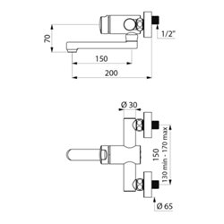 Mitigeur temporisé 794360 Tempomix 3 bec fixe L. 150 mm