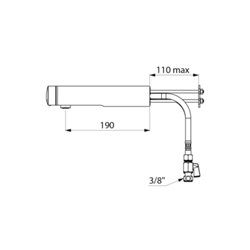 Mitigeur temporisé 794165 Tempomix 3 traversée de cloison L. 190 mm avec robinets d'arrêt