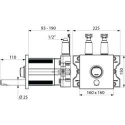 Mitigeur temporisé 794BOX3+794200 Tempomix 3 bec L. 110 mm