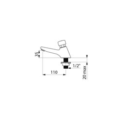 Robinet temporisé Tempostop 745101 fixation par contre-écrou et système AB 