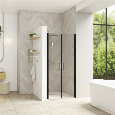Smart Design 2P sans seuil PA9070NTNE 70 cm Noir grainé Verre transparent Smart Design 2P sans seuil PA9070NTNE 70 cm Noir grainé Verre transparent
