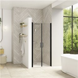 Smart Design 2P sans seuil PA9073NTNE 85 cm Noir grainé Verre transparent