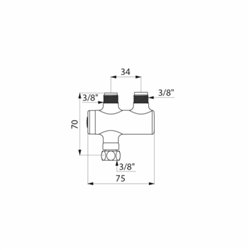 Mitigeur d'eau mitigée 732216 corps poli chromé arrivée EC F3/8" EF et sortie M3/8"