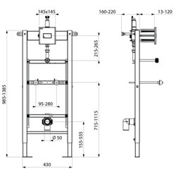 Bâti-support Tempofix 3 543006+778707 temporisation 7 sec pour urinoir Ø 35 mm, plaque Tempoflux