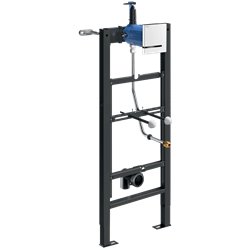 Bâti-support Tempofix 3 543000D+430020 version secteur plaque Tempomatic 4 inox epoxy blanc, urinoir à flexible 1/2''