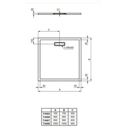 Ultraflat New carré T446501 70x70 cm Blanc Brillant
