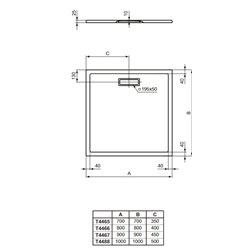 Ultraflat New carré T446601 80x80 cm Blanc Brillant