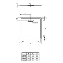 Ultraflat New carré T446701 90x90 cm Blanc Brillant