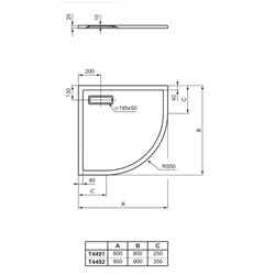 Ultraflat New d'angle T449101 80x80 cm Blanc Brillant