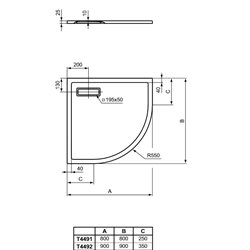 Ultraflat New d'angle T4491V1 80x80 cm Blanc mat