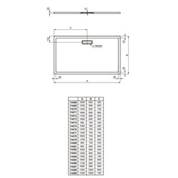 Ultraflat New rectangulaire T447001 140x80 cm Blanc Brillant