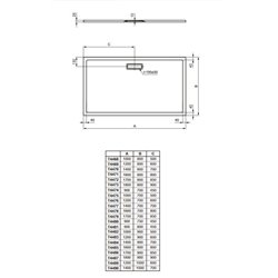Ultraflat New rectangulaire T447201 170x80 cm Blanc Brillant
