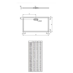 Ultraflat New rectangulaire T447401 90x70 cm Blanc Brillant