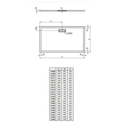Ultraflat New rectangulaire T447701 140x70 cm Blanc Brillant