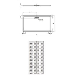 Ultraflat New rectangulaire T447801 160x70 cm Blanc Brillant