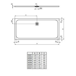 Ultraflat New rectangulaire T447901 170x70 cm Blanc Brillant