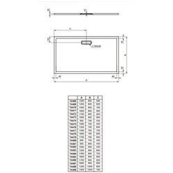 Ultraflat New rectangulaire T448101 80x90 cm Blanc Brillant