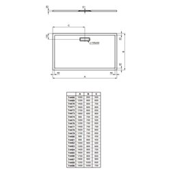 Ultraflat New rectangulaire T448301 120x90 cm Blanc Brillant