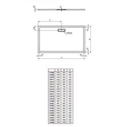 Ultraflat New rectangulaire T448501 160x90 cm Blanc Brillant