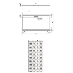 Ultraflat New rectangulaire T448601 170x90 cm Blanc Brillant