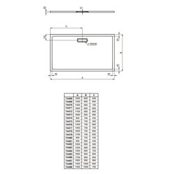 Ultraflat New rectangulaire T448701 180x90 cm Blanc Brillant
