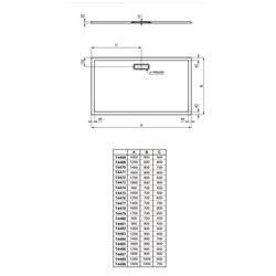 Ultraflat New rectangulaire T449001 140x100 cm Blanc Brillant